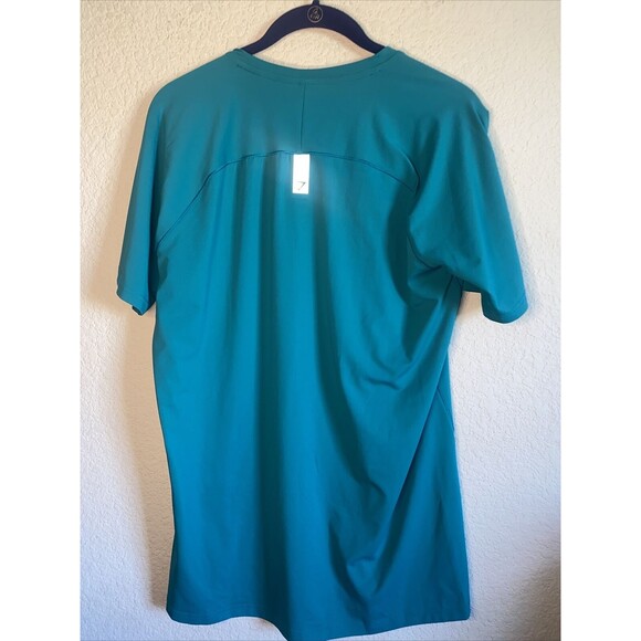 Gym shark Shirt Mens athletic gym run M Teal SS train sport reflective light - Picture 5 of 7